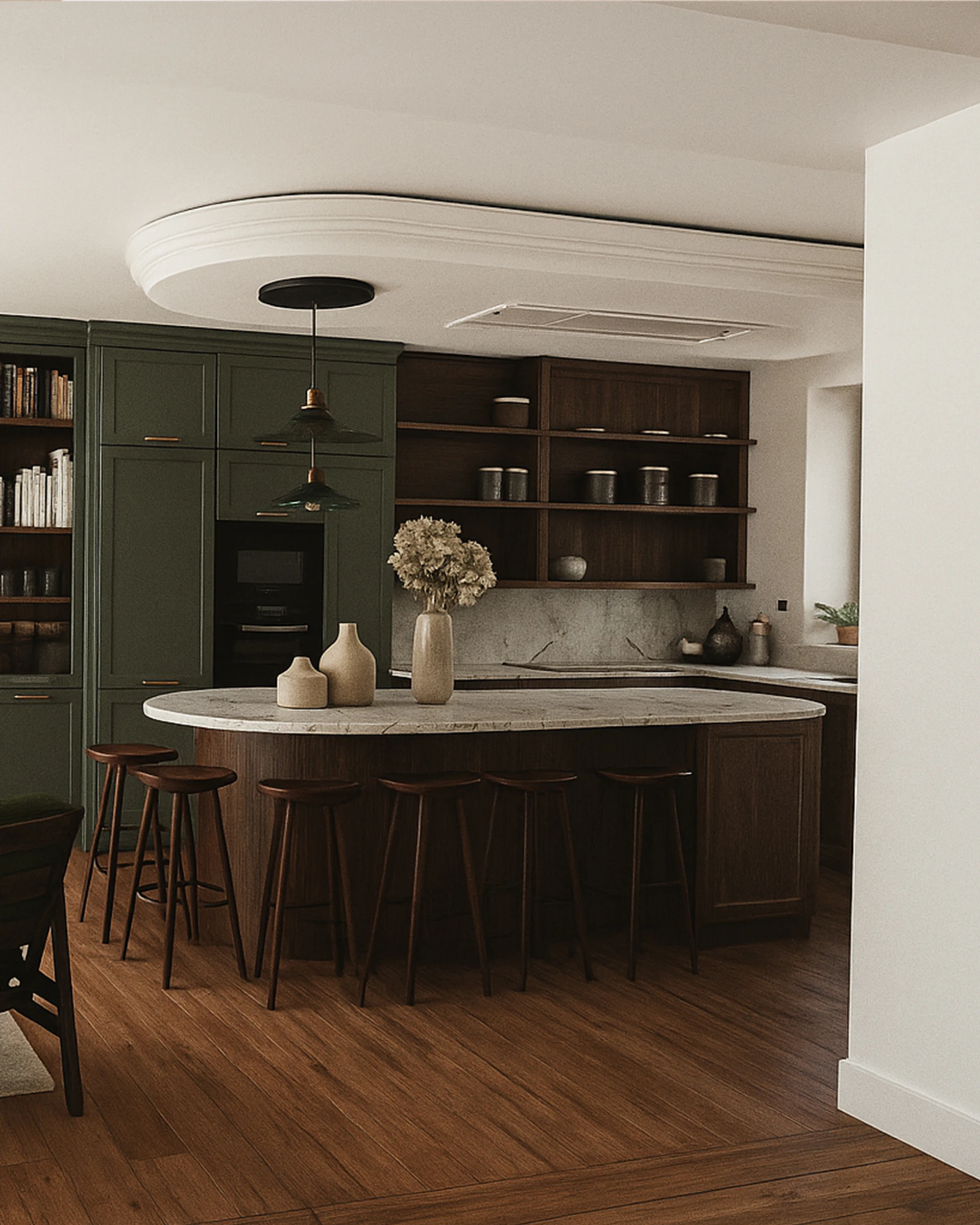 Cuisine Ilot sur mesure en bois noyer