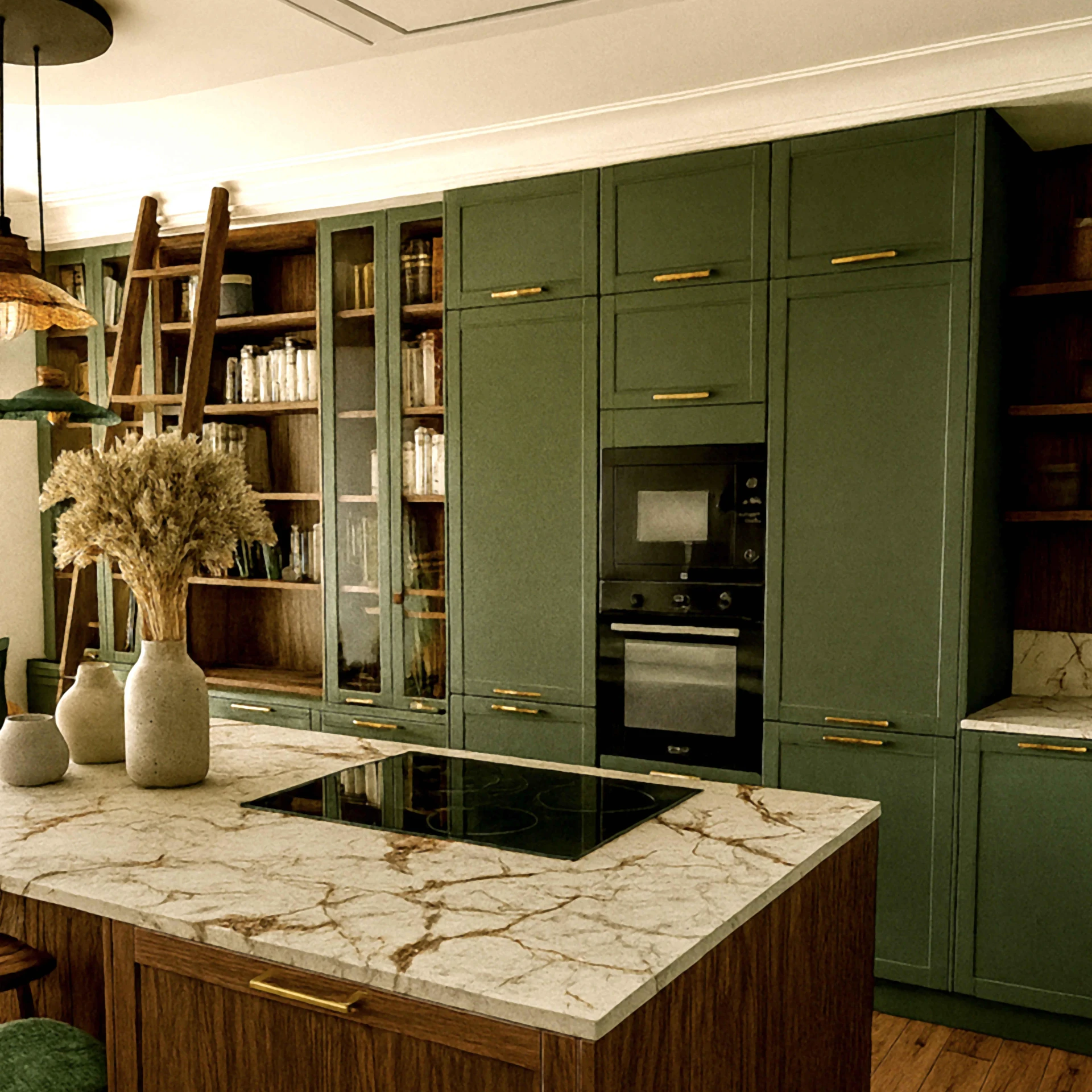 CUISINE AVEC ILOT NOYER ET FACADE A CADRE ET PLAN DE TRAVAIL CERAMIQUE BLANCHE MARBRER CUISINE AVEC ILOT NOYER ET FACADE A CADRE ET PLAN DE TRAVAIL CERAMIQUE BLANCHE MARBRER