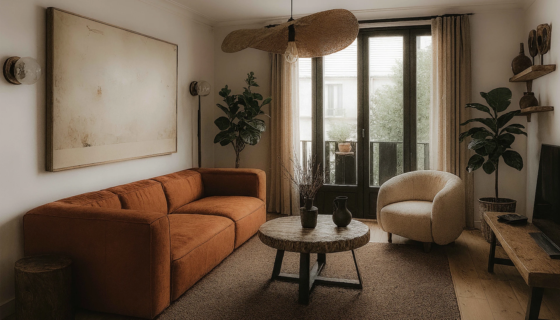 Intérieur Salon donnant sur son balcon extérieur